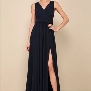 Lulus Thoughts of Hue Navy Blue Maxi Dress XS NWT Bridesmaid Formal Wedding